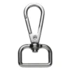 Karabinkrok av metall, sølvfarget, 2,2×4,8 cm