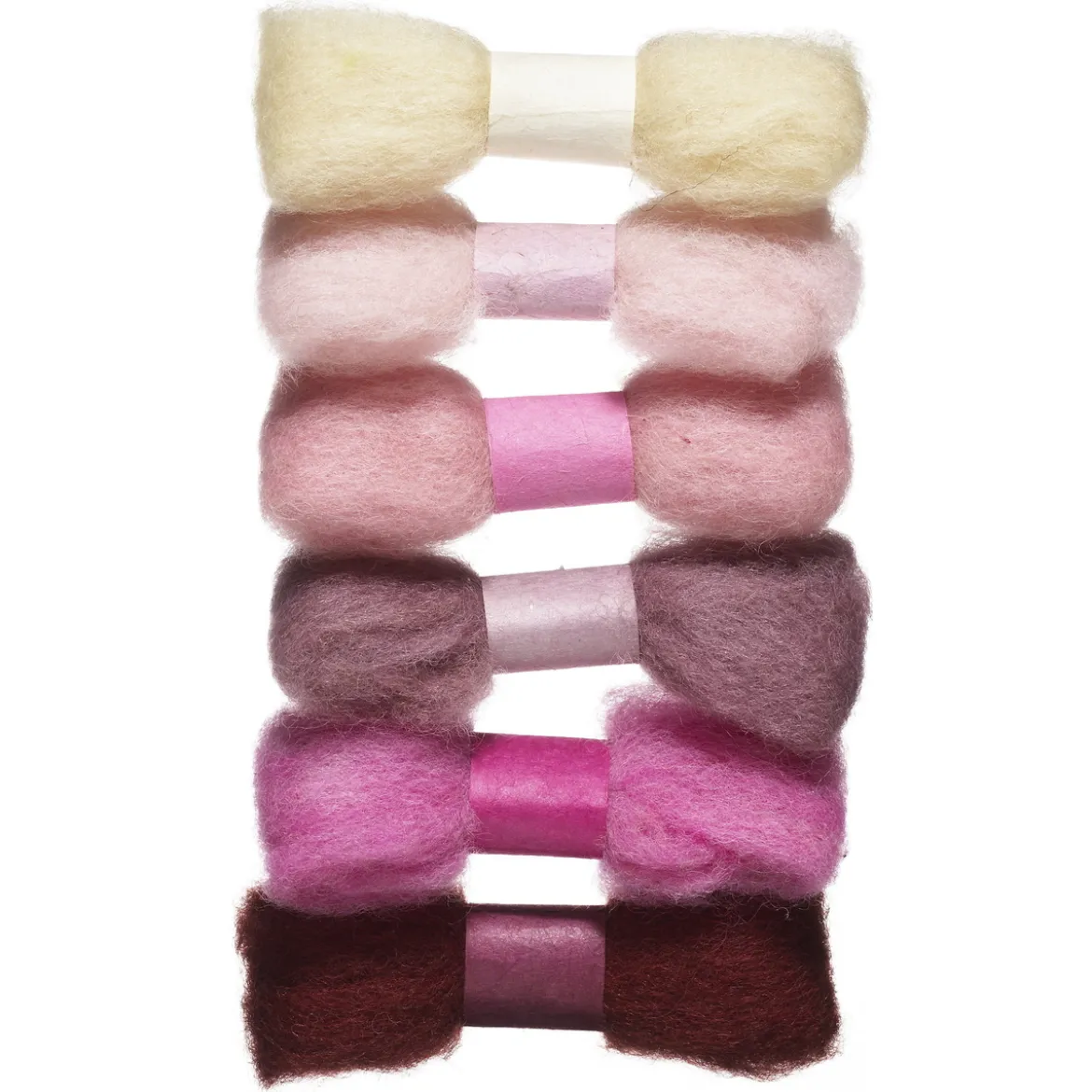 Kardet ull sett 6x2 g rosa