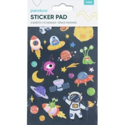 Klistremerkeblokk Alien – 2×10 design, totalt 20 ark med klistremerker fra verdensrommet! 10×18 cm