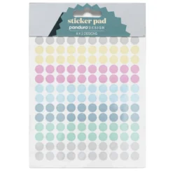Klistremerkeblokk 16 ark Pastel Dots – en mengde pastellprikker. 8x2 designer.