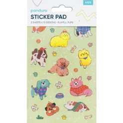 Klistremerkeblokk Hunder – 2×10 design, totalt 20 ark klistremerker med massevis av hunder! 10×18 cm
