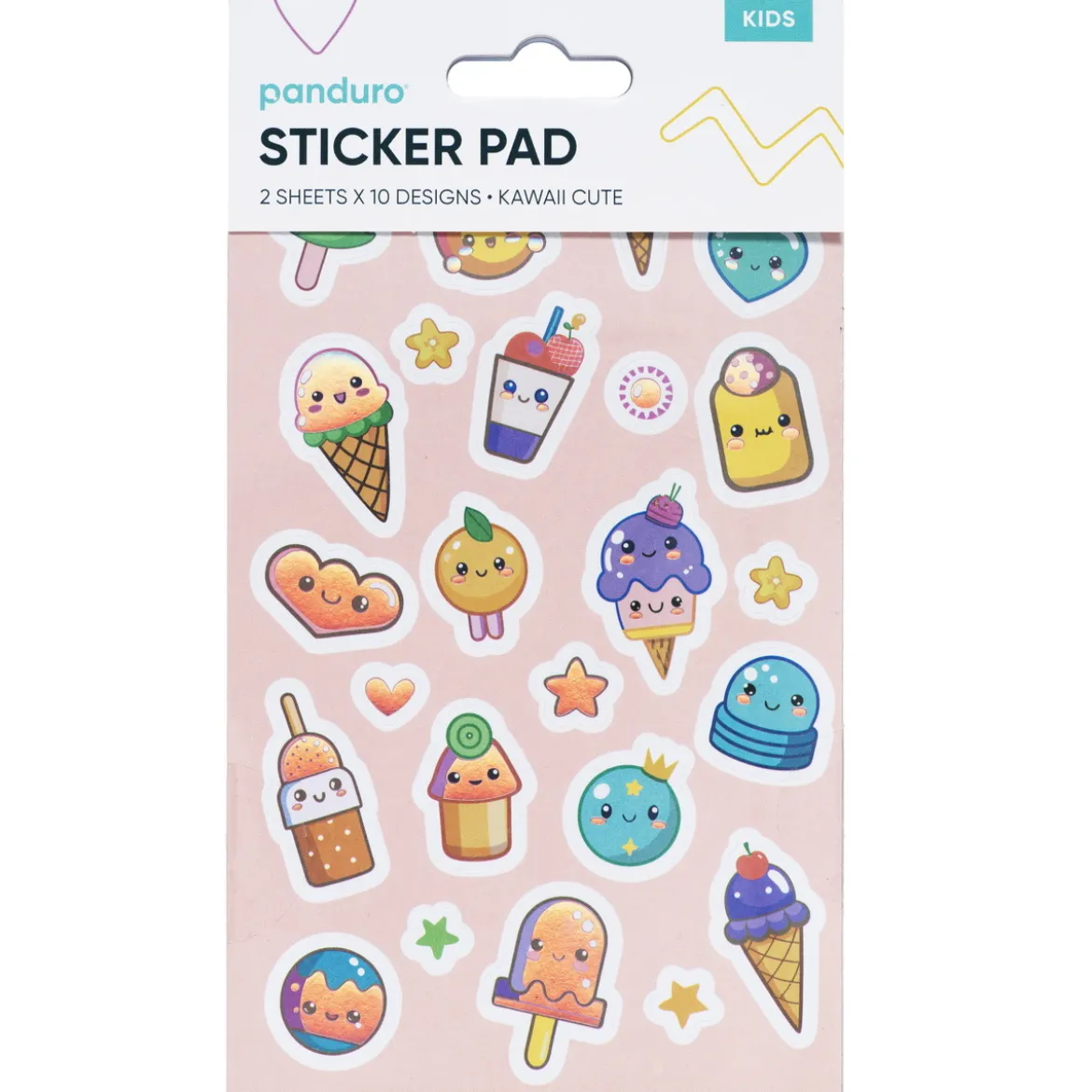 Klistremerkeblokk Kawaii – 2×10 design, totalt 20 ark med supersøte kawaii klistremerker! 10×18 cm