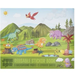 Klistremerkebok Dino World, 35x29 cm, med mer enn 100 flergangsklistremerker