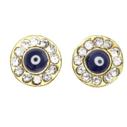 Knapper med øye og gnistrende strass gullfargede 2 stk. Ø12 mm