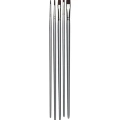 Kreatima Acrylic Set med 5 pensler for akrylmaling – Flat 4, 12, Round 6, 12, Oval 10