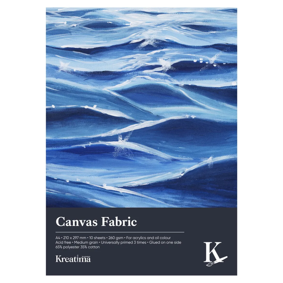 Kreatima Canvas Fabric lerretsblokk A4 (210×297 mm), 10 ark, 260 g/m²