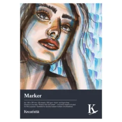 Kreatima Marker tegneblokk for markers og tusjpenner, A4 (210×297 mm), 20 ark, 250 g/m²
