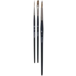 Kreatima Vegan akvarellpensler 3-pakning – rund #6, flat #1/4, script liner #2