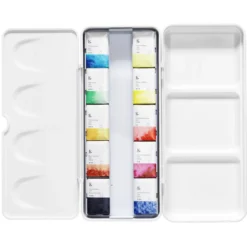 Kreatima Watercolour akvarellsett i etui med 10 helkopper akvarellmaling