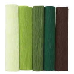 Kreppapir 5 ruller à 25×240 cm i grønt, brunt og beige