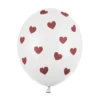 Lateksballonger 6-pakning Ø30 cm – hvite med røde hjerter, fine til valentinsdagen!