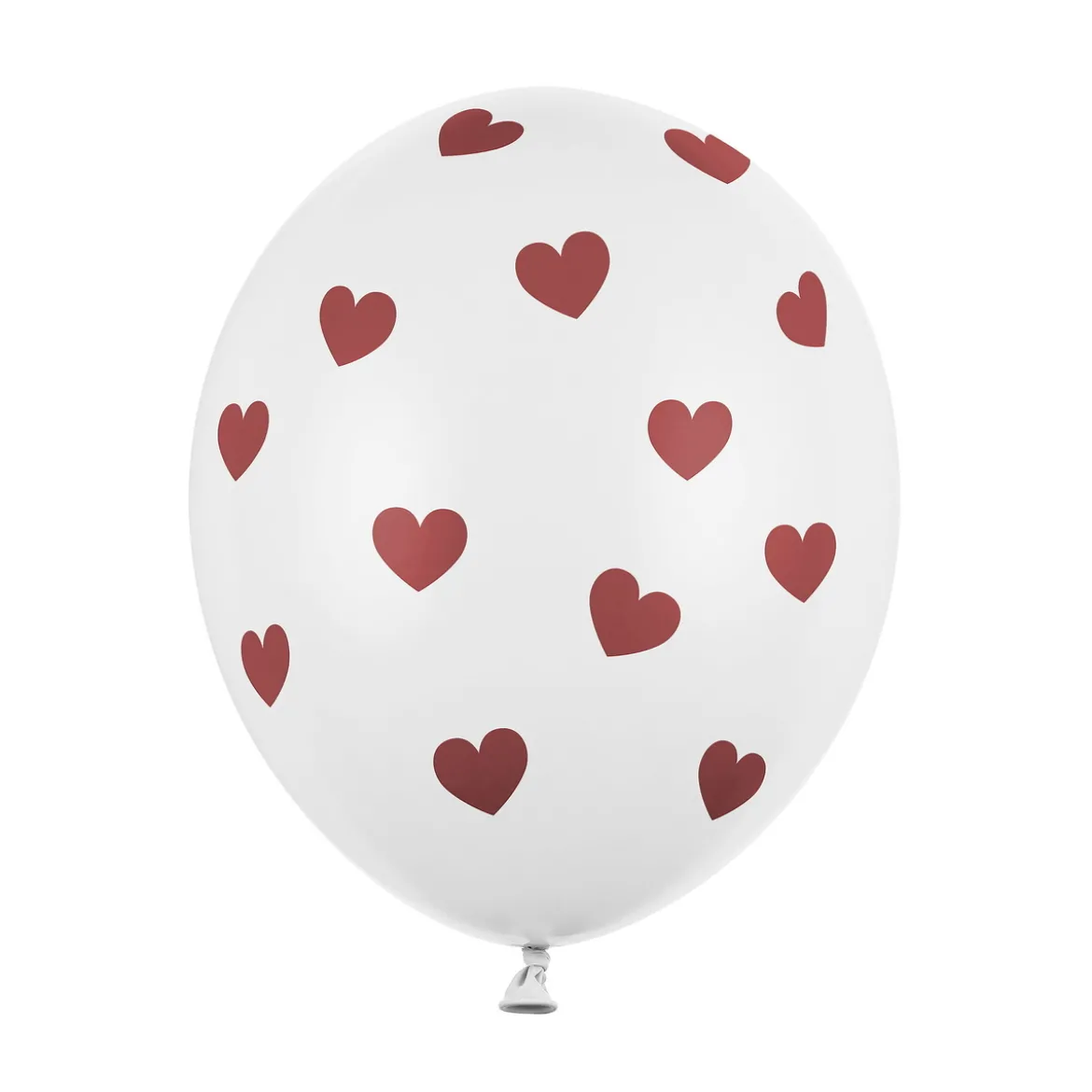 Lateksballonger 6-pakning Ø30 cm – hvite med røde hjerter, fine til valentinsdagen!