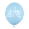 Lateksballonger 6-pakning Ø30 cm – lyseblå med teksten Happy birthday