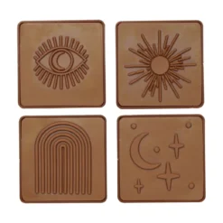 4 leirestempler til keramikkleire og lufttørkende leire, 4 ulike motiver på 6×6 cm