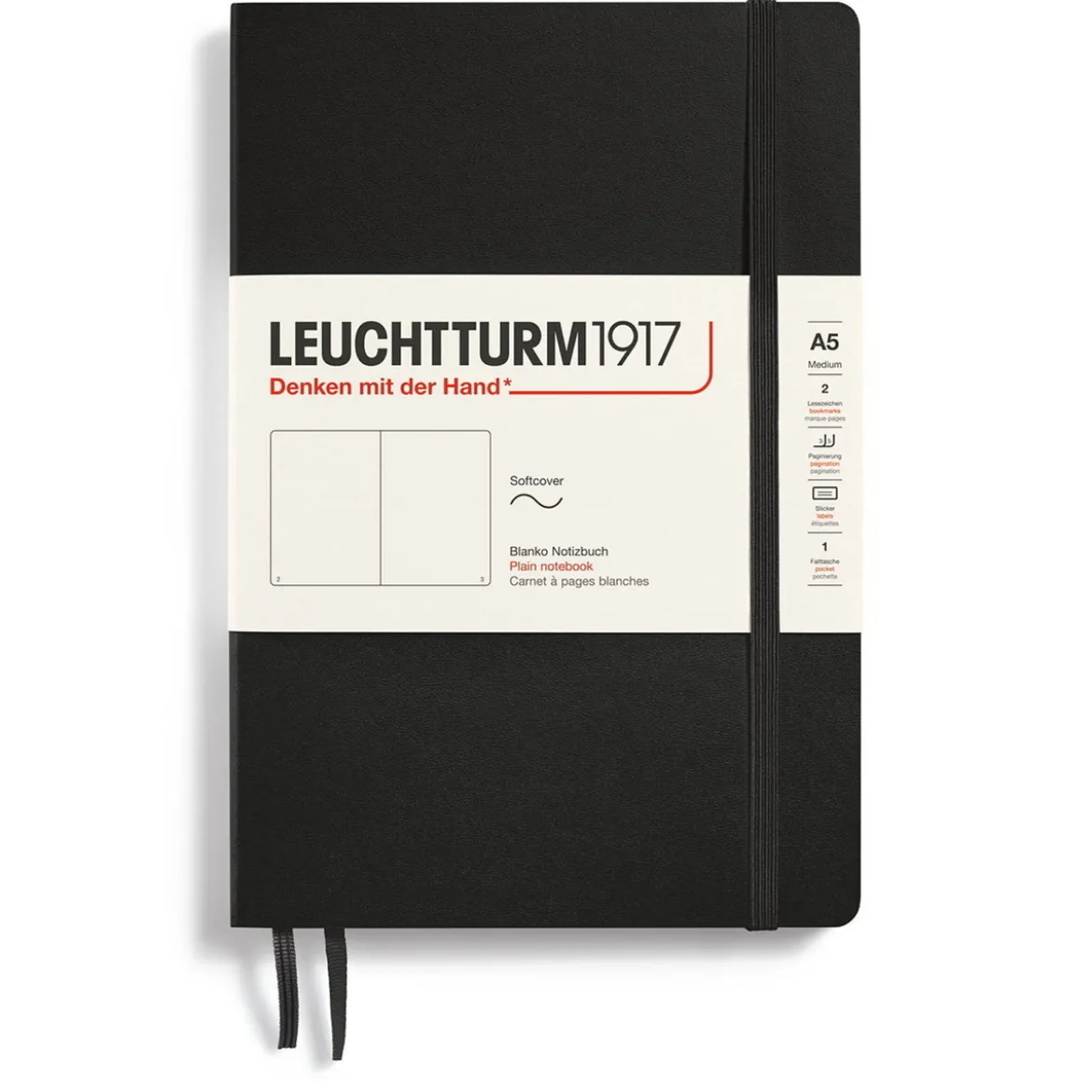 Leuchtturm1917 Plain Notebook A5 Black – Softcover