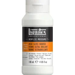 Liquitex High Gloss Varnish 118 ml, beskyttende, høyblank ferniss for akrylmalerier