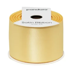 Lysegult satengbånd – 40 mm bredt og 8 meter langt