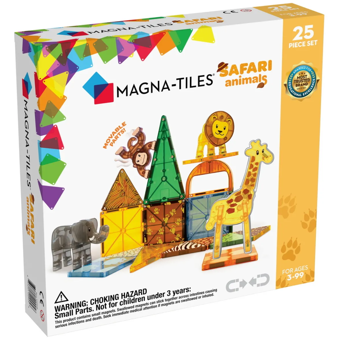 Magna-tiles safari 25 stk. – innovative, fargerike og transparente byggeklosser med innebygde magneter