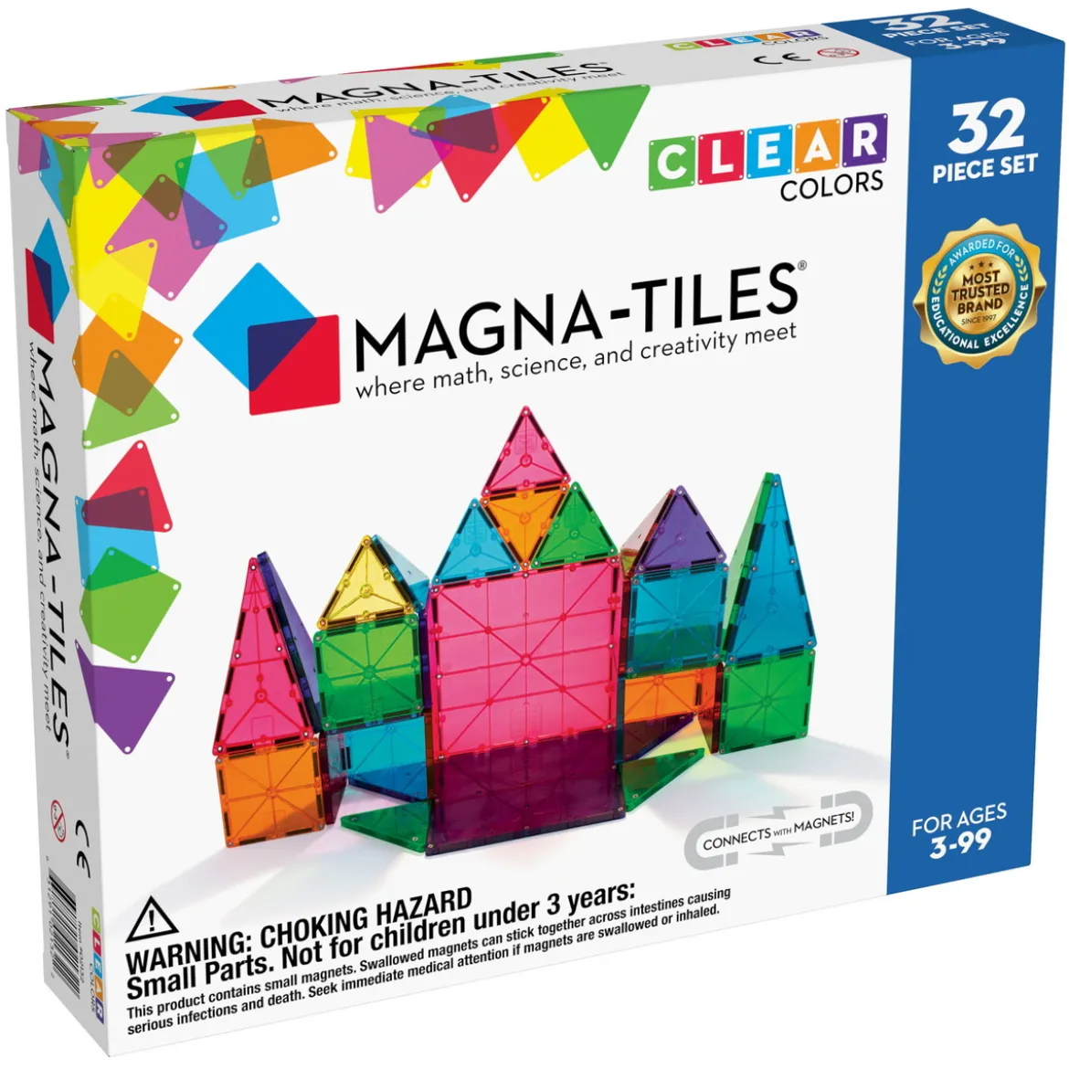 Magna-tiles 32 stk. – innovative, fargerike og transparente byggeklosser med innebygde magneter