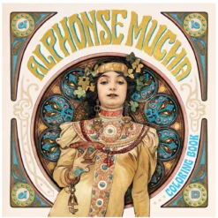 Malebok Alphonse Mucha Coloring Book, 25×25 cm, 40 sider