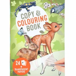 Malebok Copy & Colouring Book – tegn og kalker dyr + 24 transparente ark