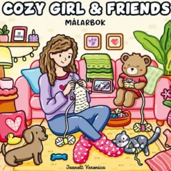 Malebok Cozy Girl & Friends, fargelegg 40 koselige og hverdagslige motiver, 25×25 cm