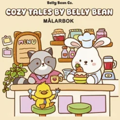 Malebok Cozy Tales by Belly Bean, fargelegg 40 kjempesøte motiver! 25,4×25,4 cm