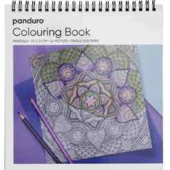 Malebok Mandalaer, spiralbundet, 20×21 cm, 24 motiver, 120 g/m²
