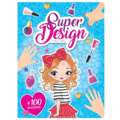 Malebok Super Design – 21×28 cm, 24 motiver med negler, hender og ansikter + 2 sider med klistremerker