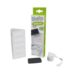 Marky tekstilstempel refill, stempelpute, 40 etiketter og 1 meter iron-on-tape