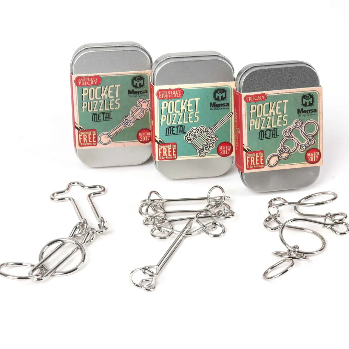Mensa IQ-puslespill i metall – selges assortert, pris per stykk