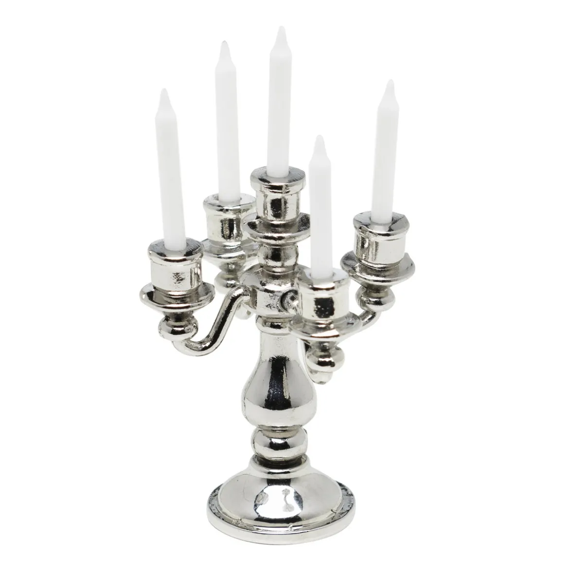 Miniatyrkit med en kandelaber av metall, Ø3 cm, høyde 4 cm