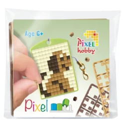 Mini-kit pikselhobby hund – med nøkkelring 30×40 mm og 3×144 piksler