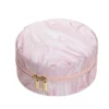 Mønstret rosa smykkeskrin, Ø11,5 cm, høyde 5,5 cm.