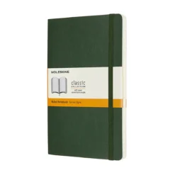 Moleskine Classic Notebook Large (9×14 cm), grønn myk perm – 192 linjerte sider