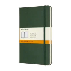 Moleskine Classic Notebook Large (9×14 cm), grønn hard perm – 192 linjerte sider