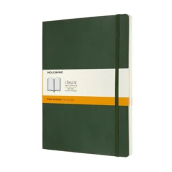 Moleskine Classic Notebook XL (19×25 cm), grønn myk perm – 192 linjerte sider
