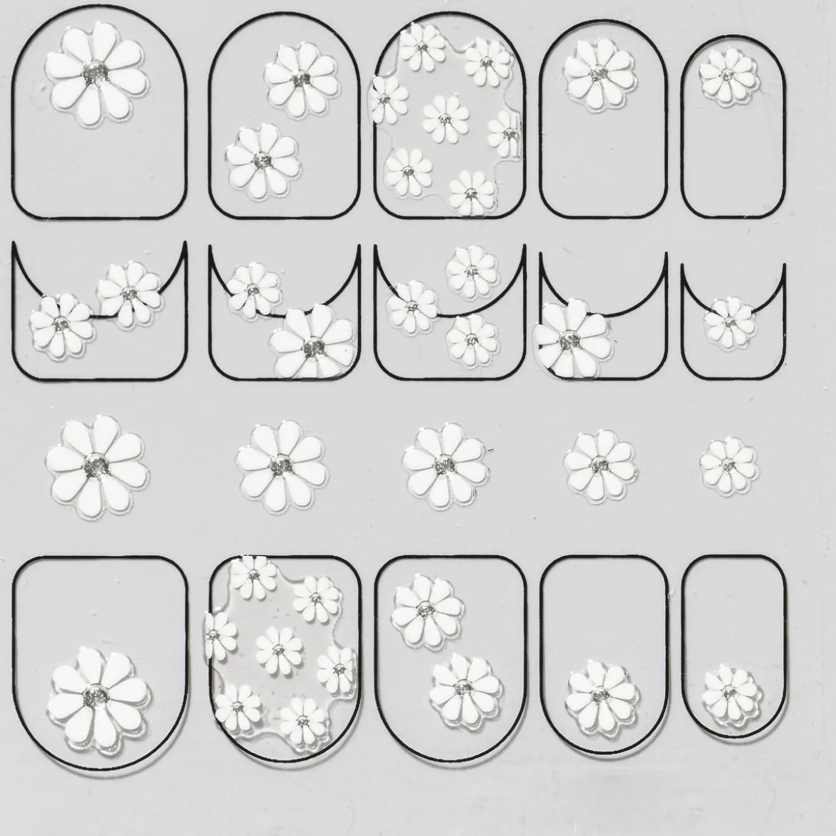 Neglklistremerker daisy – 26 neglklistremerker med hvite tusenfryd / blomster