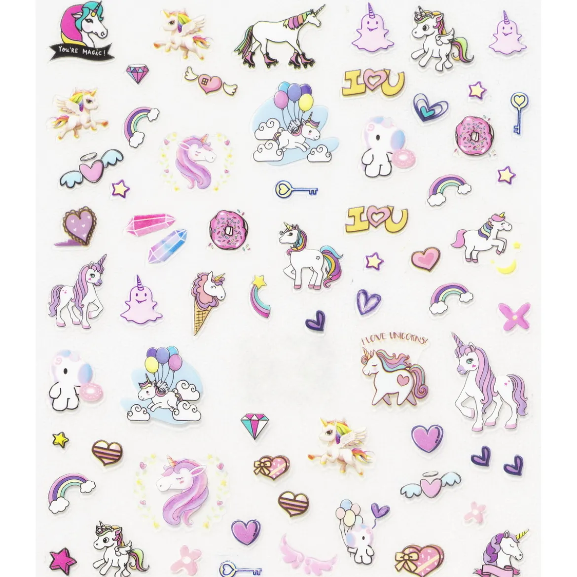 Neglstickers unicorn – 67 små neglklistremerker med enhjørninger og søte motiver