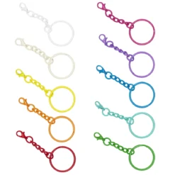 Nøkkelringer kjede farge 10-pk