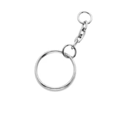 Nøkkelringer med kjede, sølvfargede, Ø20 mm, 5-pakning