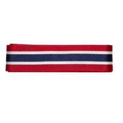 Norgebånd med det norske flaggets farger, 3 m langt og 25 mm bredt