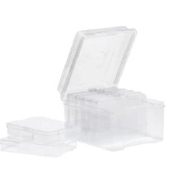Oppbevaringsboks av plast, 18,5×21,5×14 cm, med 6 esker på 17×12×3 cm