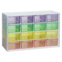 Oppbevaringskommode med 16 fargerike skuffer, 22,6×8,8×14,4 cm