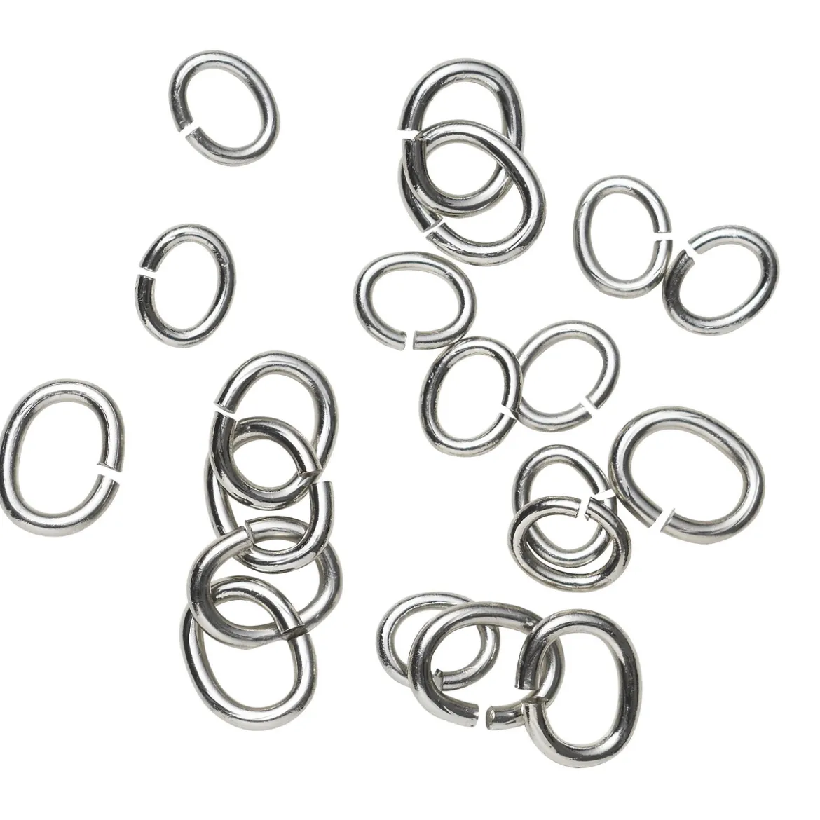Ovale motringer miks 20-pakning sølvfarge – 3×4 mm og 5×6 mm, 10 av hver