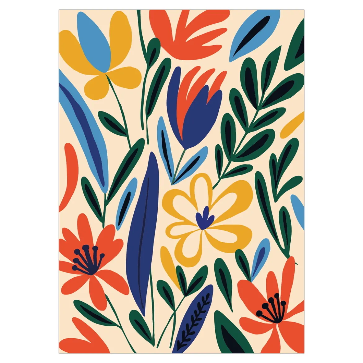Paint by number / mal etter tall – blomster, 25×35 cm + 10 farger og 3 pensler