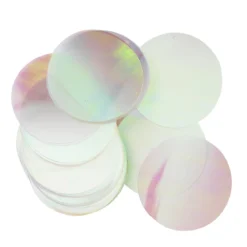 Paljetter, iriserende og transparente XL, diameter 6 cm. 50 stk.