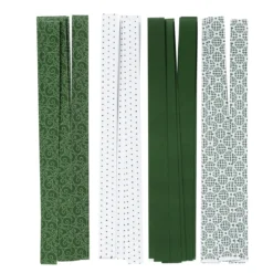 Papirremser 32 stk. Klassisk grønt og hvitt tema – remsene er 45×1,5 cm