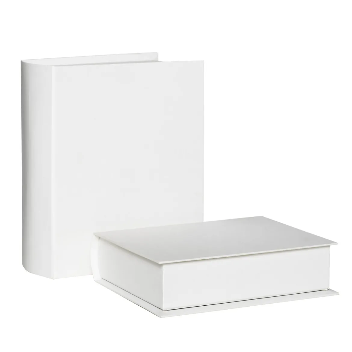 Pappesker, pappkartonger i form av 2 innbundne bøker – 16×19×6,5 og 13,5×17,5×4,5 cm