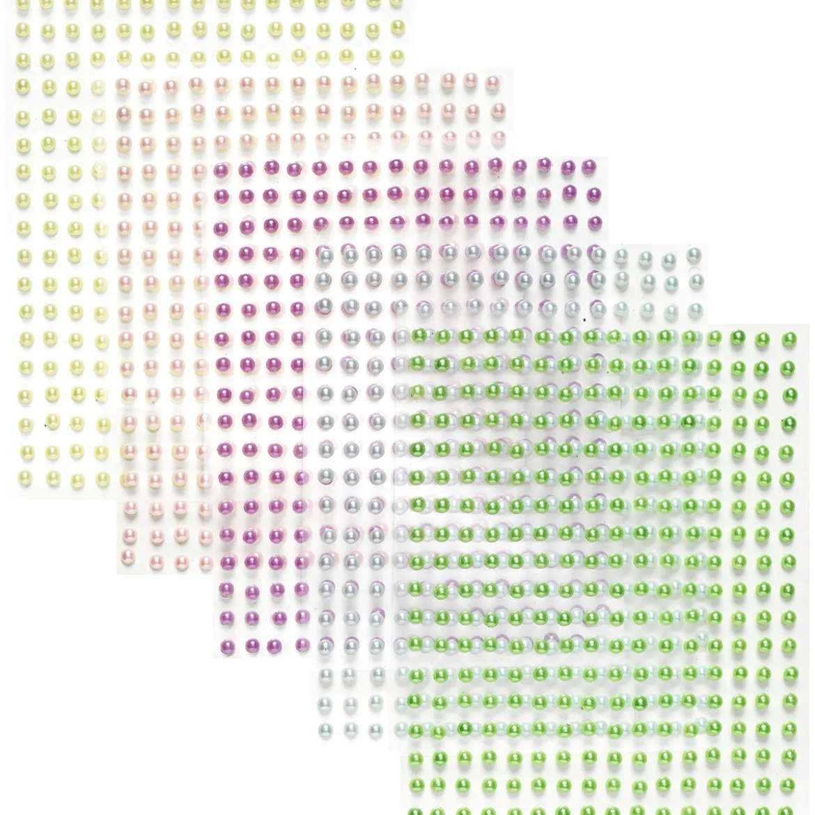 Pearl stickers big pack pastell – 1440 perleklistremerker i 5 ulike farger. Ø4 mm